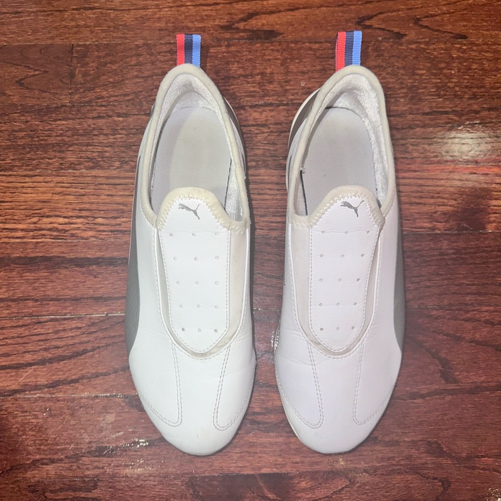 Puma bmw Women's White and Gray Slip-On Sneakers